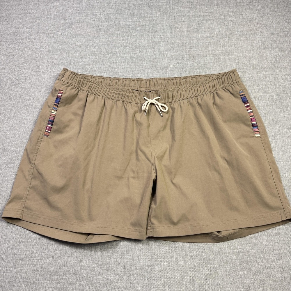 WOWIE Shorts Men's 3XL Beige Chino Elastic Drawstring Polyester 6" Inseam